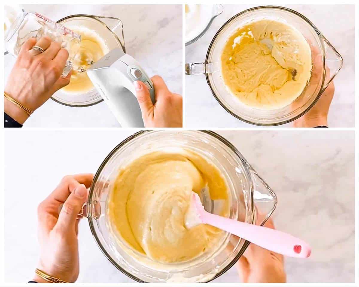 photo collage to show how to make yellow cake batter