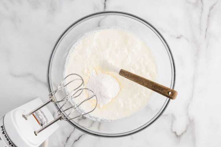 making cream mixture of icebox cake