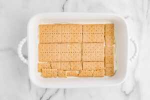 graham cracker layer in pan