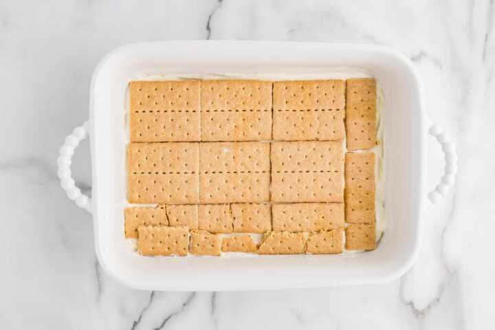 graham cracker layer in pan