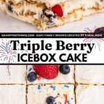 This no-bake Triple Berry Icebox Cake is what summer dreams are made of—cool, creamy layers of cheesecake pudding, whipped cream, fresh berries, and graham crackers. It’s insanely easy, ridiculously good, and guaranteed to disappear fast at any summer party or backyard BBQ. Save this one—you’ll want it on repeat all season long!