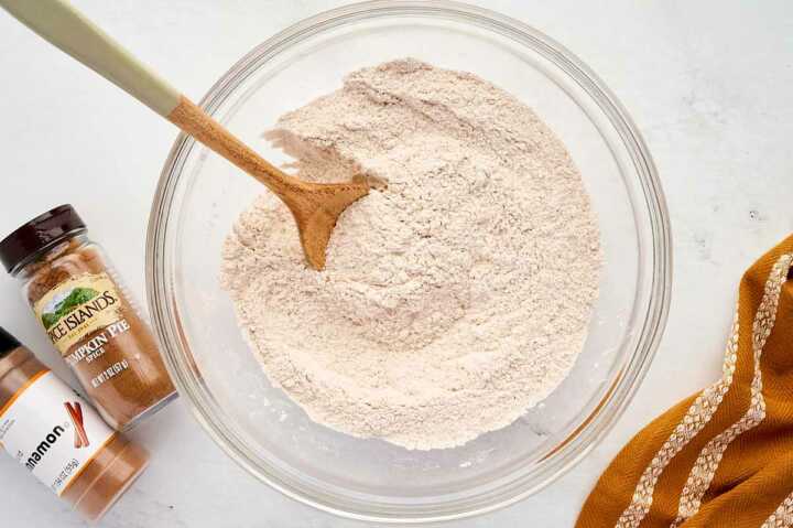 dry ingredients for pumpkin waffles