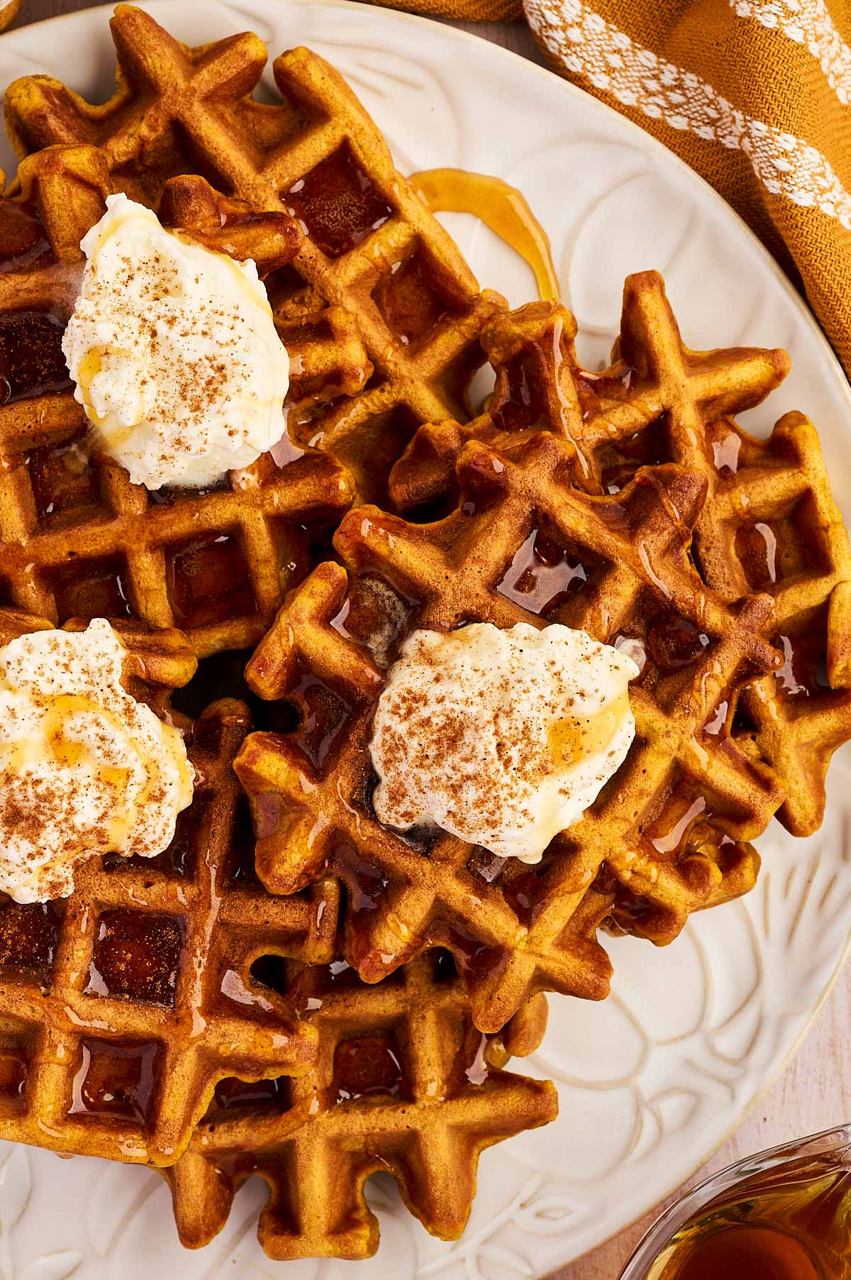 pumpkin waffles on plate