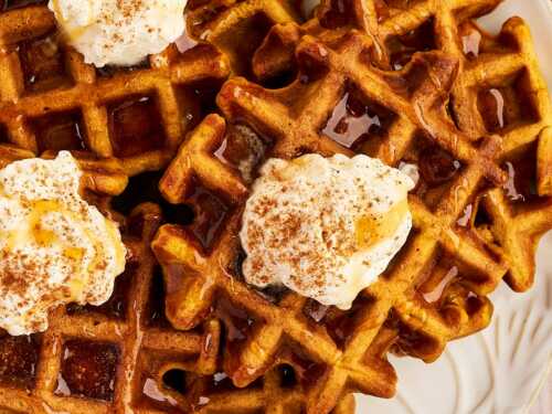 pumpkin waffles on plate