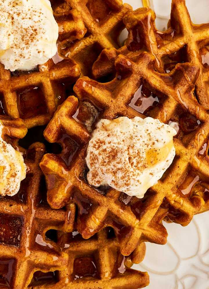 pumpkin waffles on plate