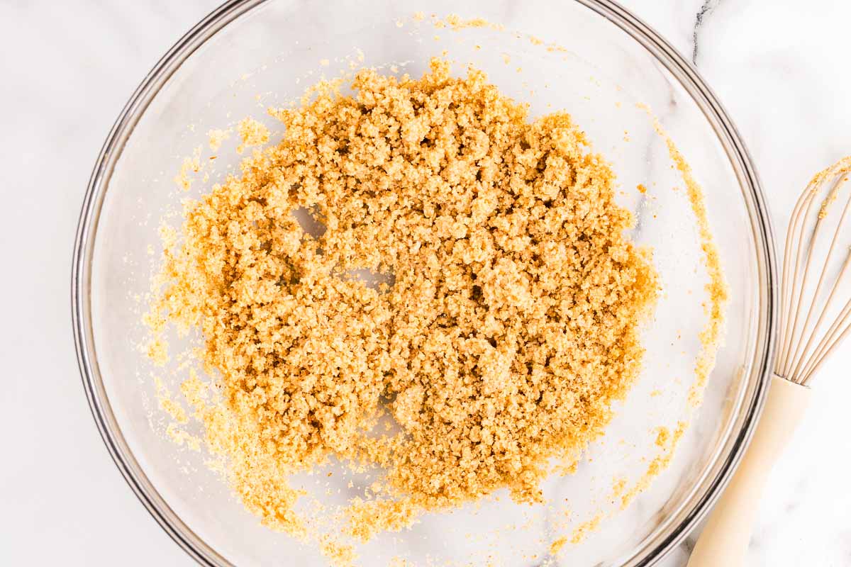 Panade for meatballs in a glass bowl.