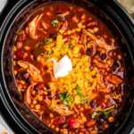 Chicken taco soup in the slow cooker.
