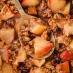 apple crisp on a spoon