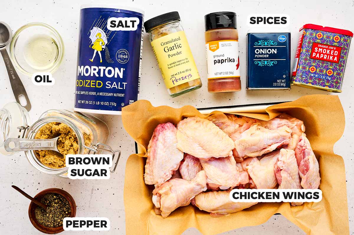 Ingredients for air fryer chicken wings.