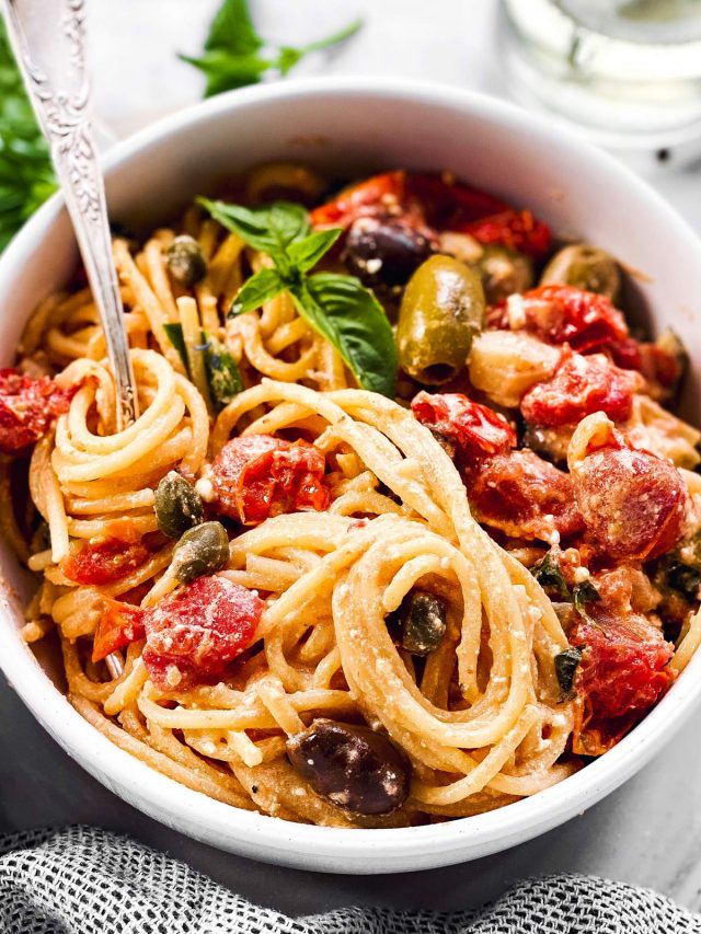 Olive & Caper Baked Feta Pasta