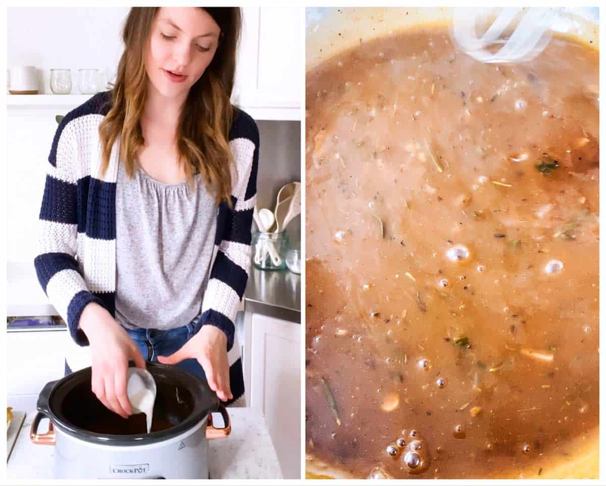 photo collage to show how to thicken gravy