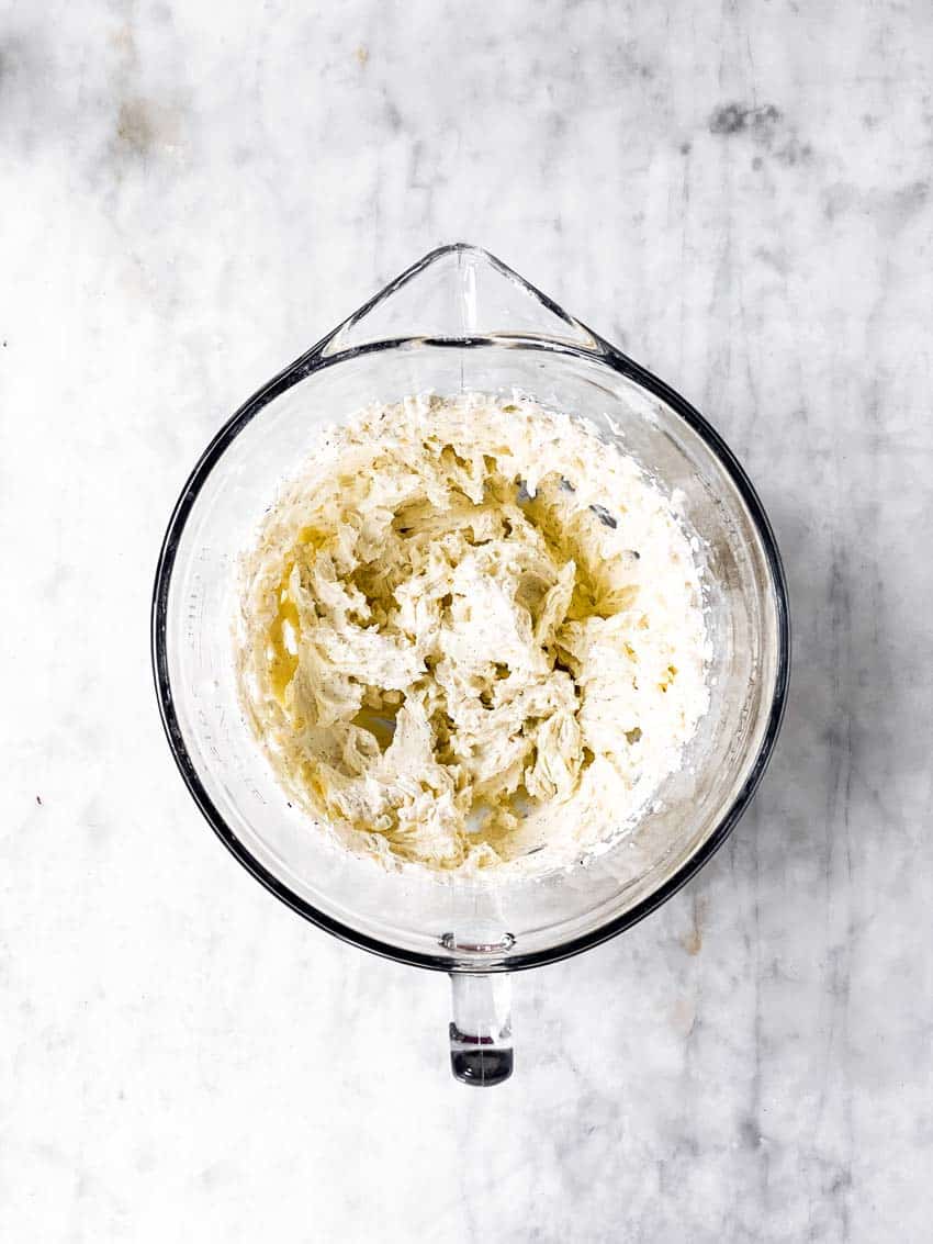 creamed ingredients for cream cheese frosting