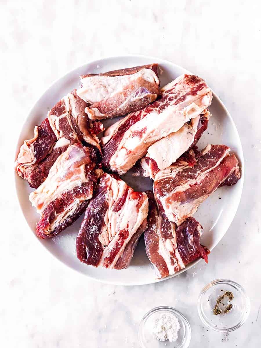 seasoned short ribs on white plate