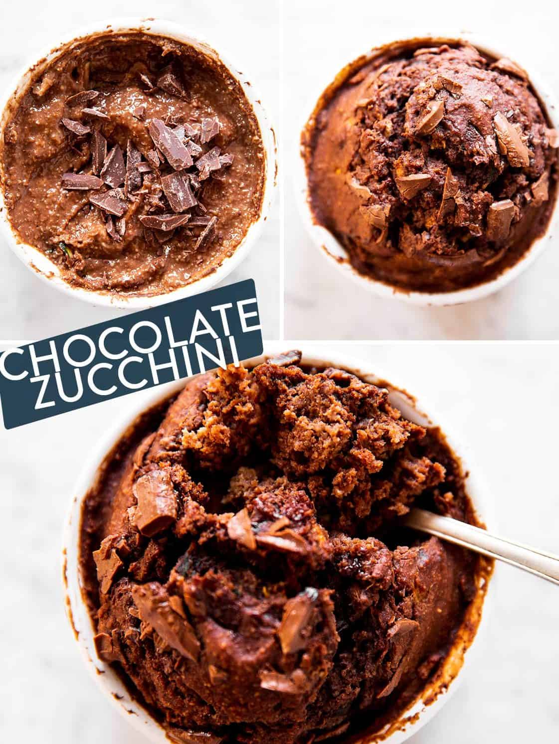 photo collage to show how to make chocolate zucchini baked oats