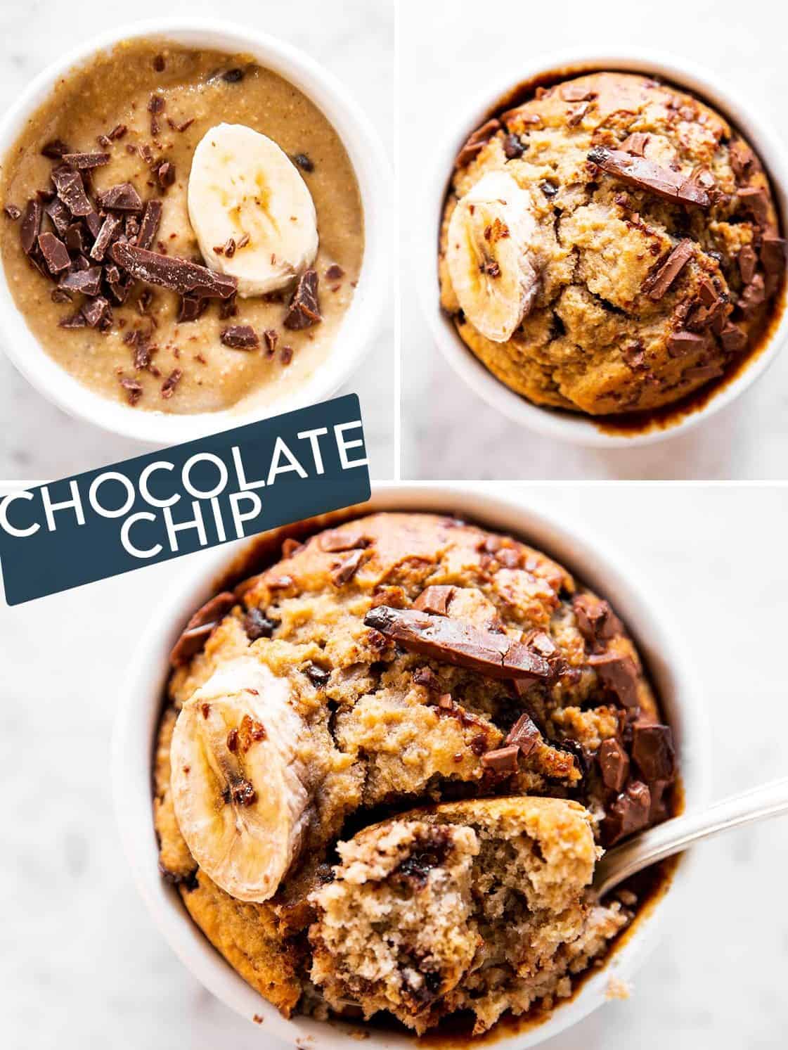 photo collage to show how to make chocolate chip baked oats