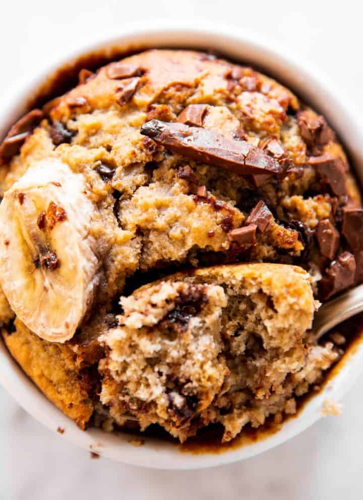 overhead close up photo of chocolate chip baked oats