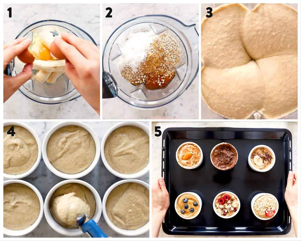 photo collage to show how to make blended baked oats