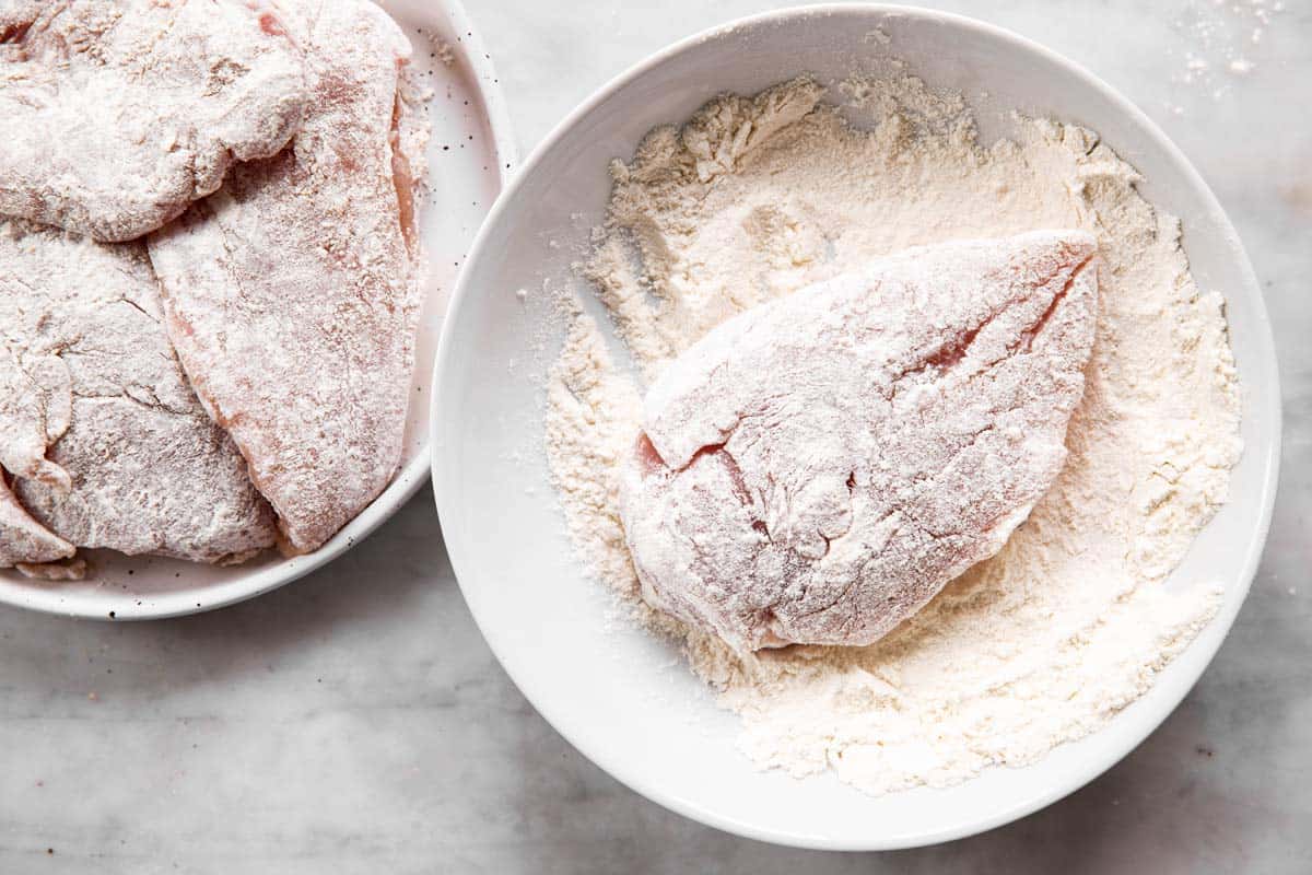 chicken breast coated in flour