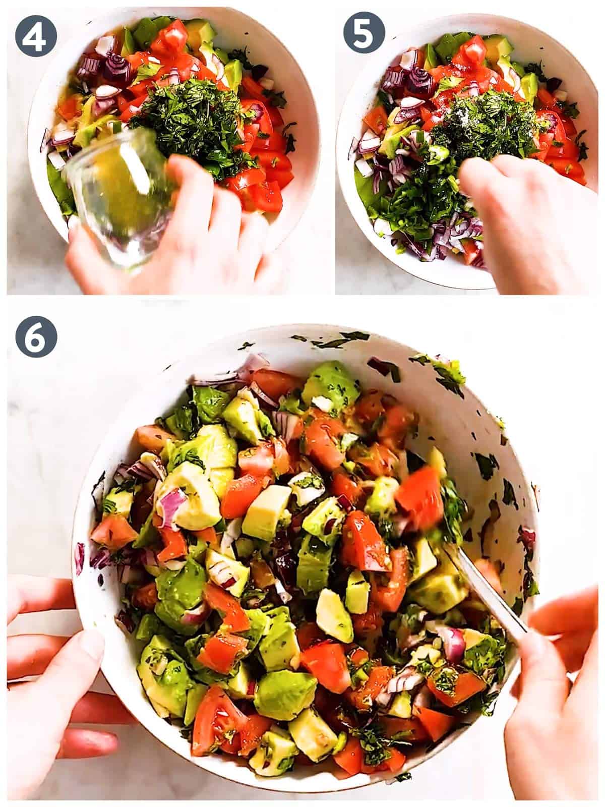 photo collage to show how combine avocado salsa