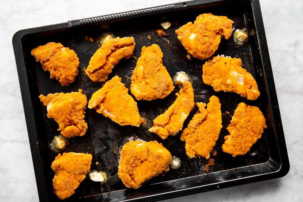 oven fried chicken on pan