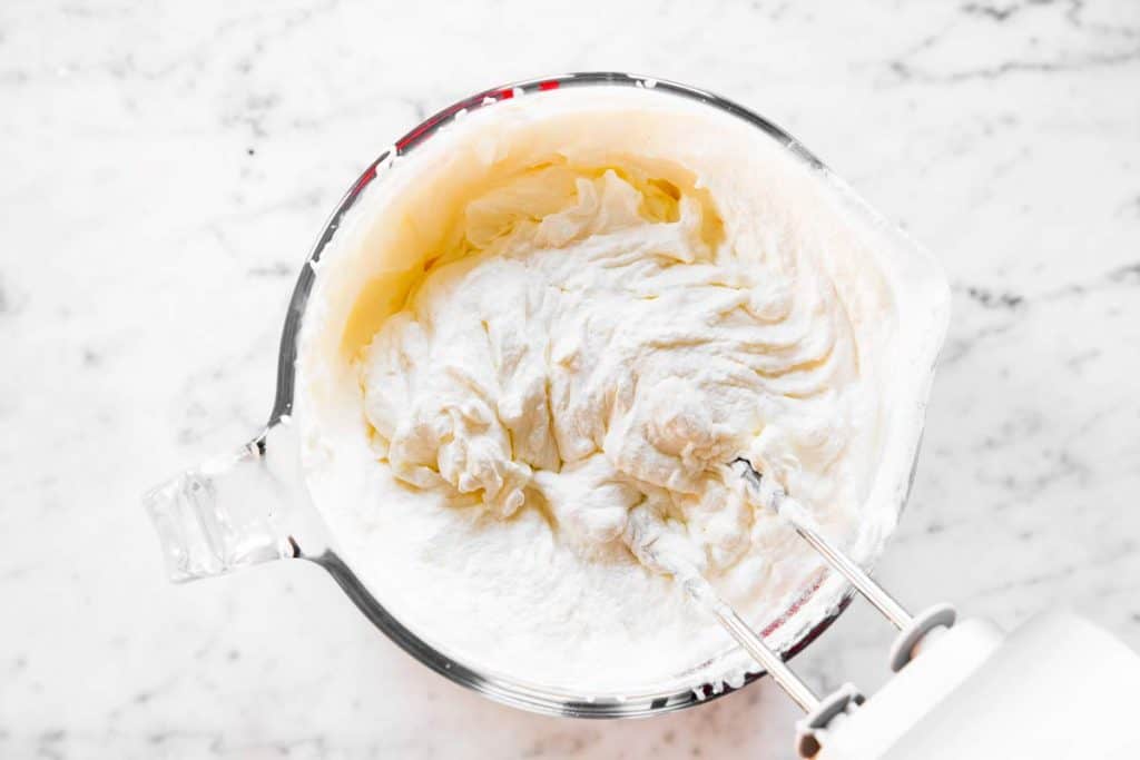 glass bowl with whipped cream