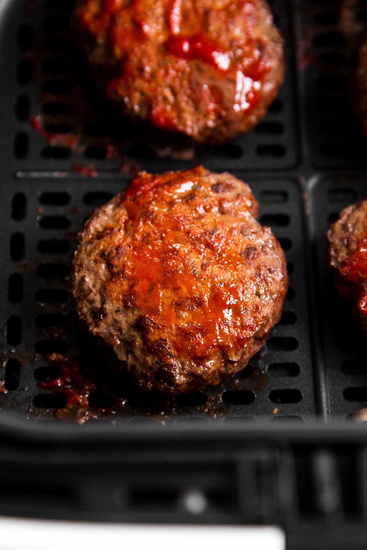 close up photo of air fryer burger patty