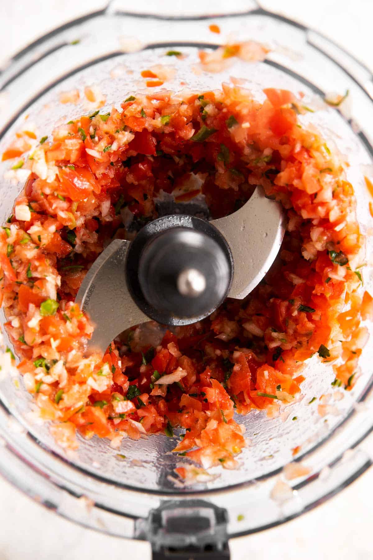 fresh salsa in food processor bowl