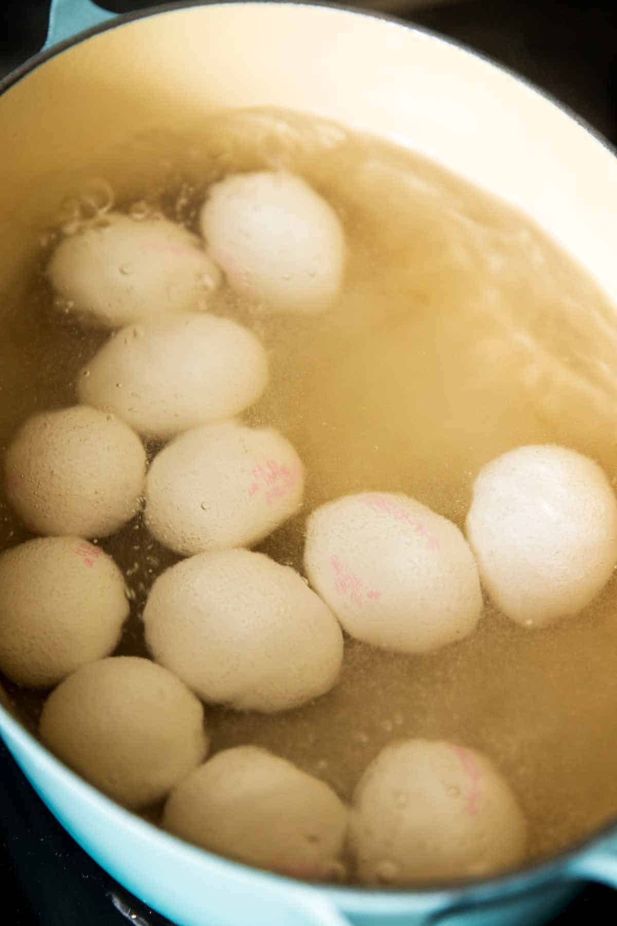 eggs in boiling water