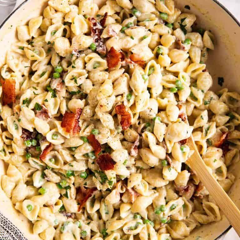 One Pot Pea and Bacon Pasta Recipe Savory Nothings