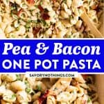 Pea and Bacon Pasta Image Pasta Pin 1