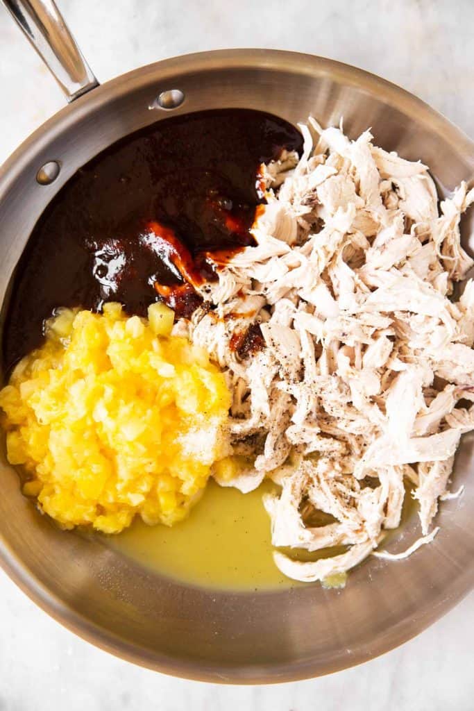 Pineapple BBQ Pulled Chicken Tacos Savory Nothings