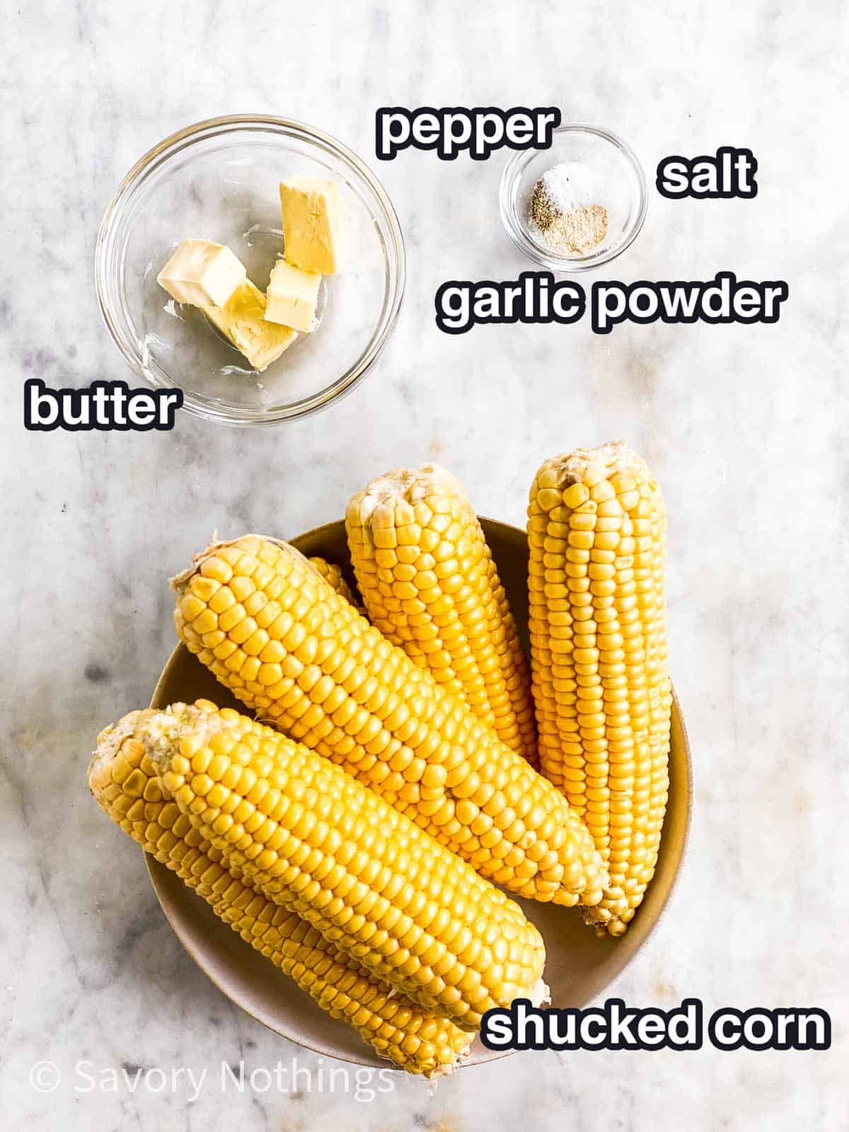 ingredients for grilled corn on the cob in foil