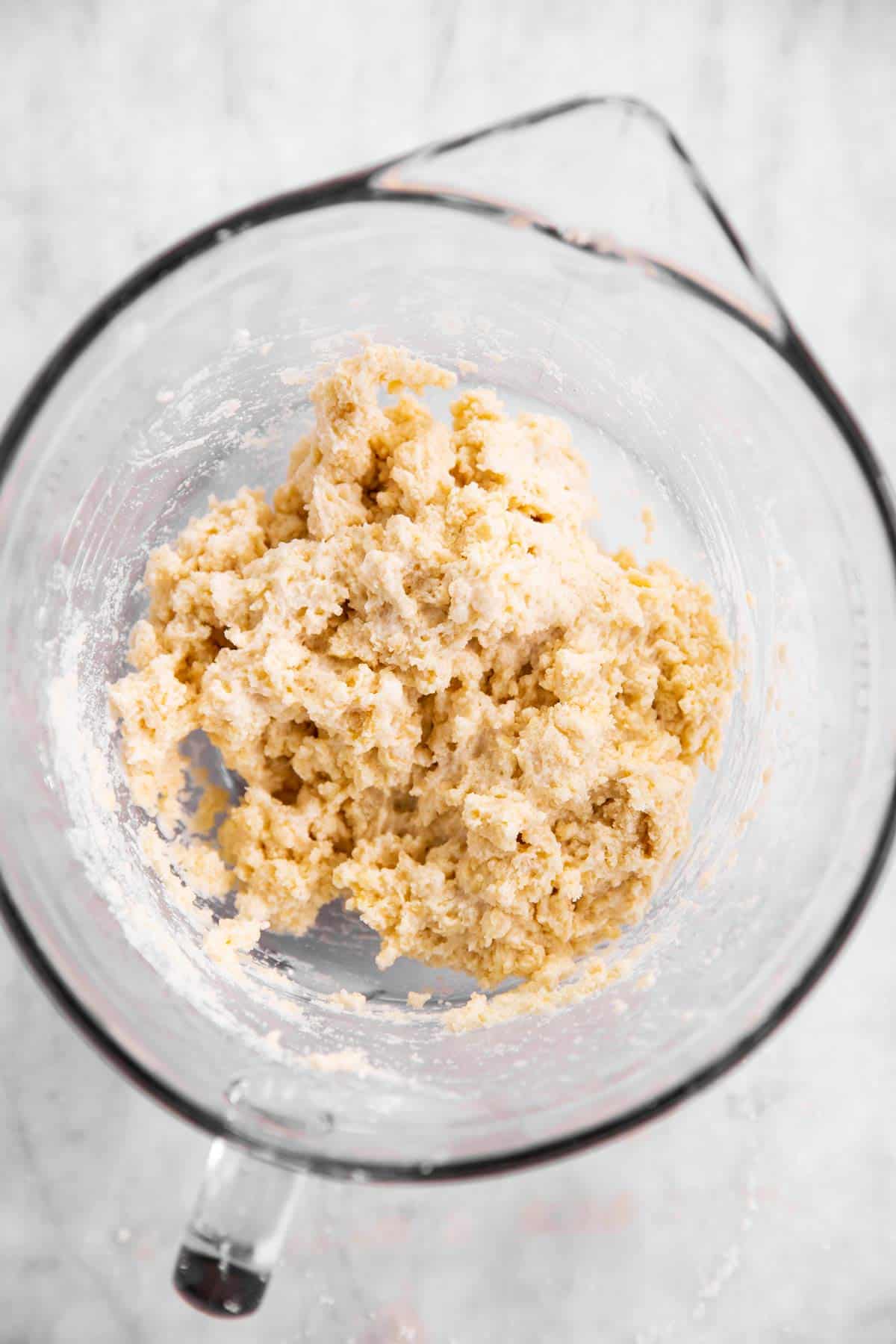 biscuit dough in glass bowl