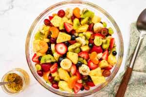Fresh fruit salad in a bowl.