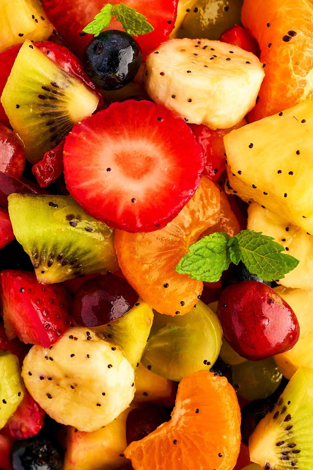 Close up photo of fresh fruit salad.