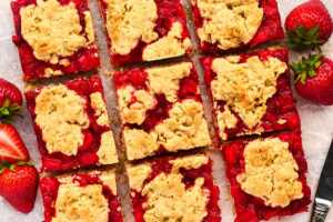 Sliced Strawberry Oatmeal Bars.