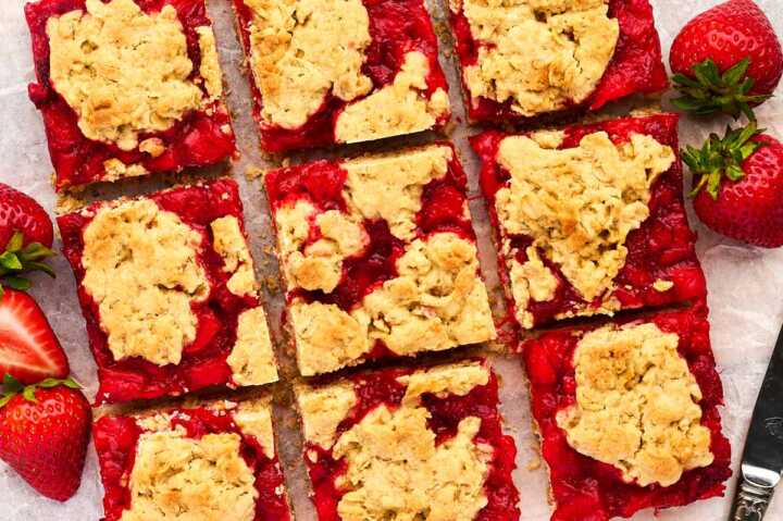 Sliced Strawberry Oatmeal Bars.