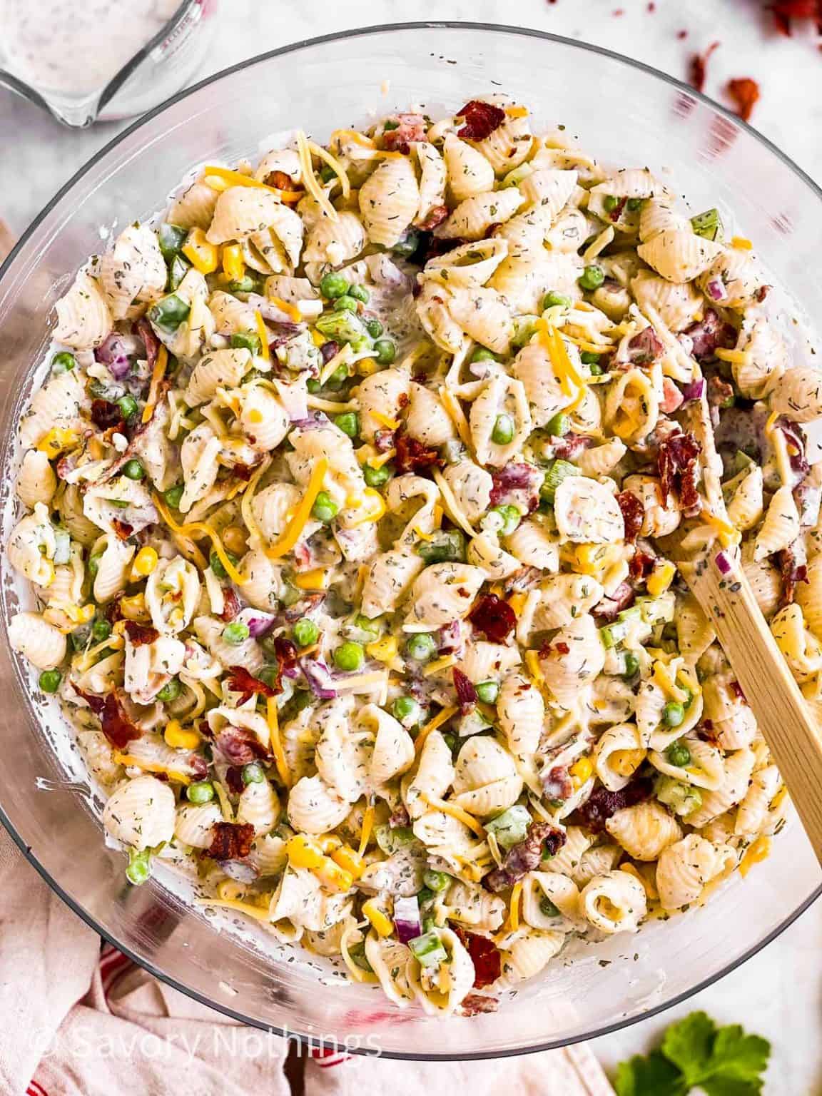 Bacon Ranch Pasta Salad Recipe - Savory Nothings