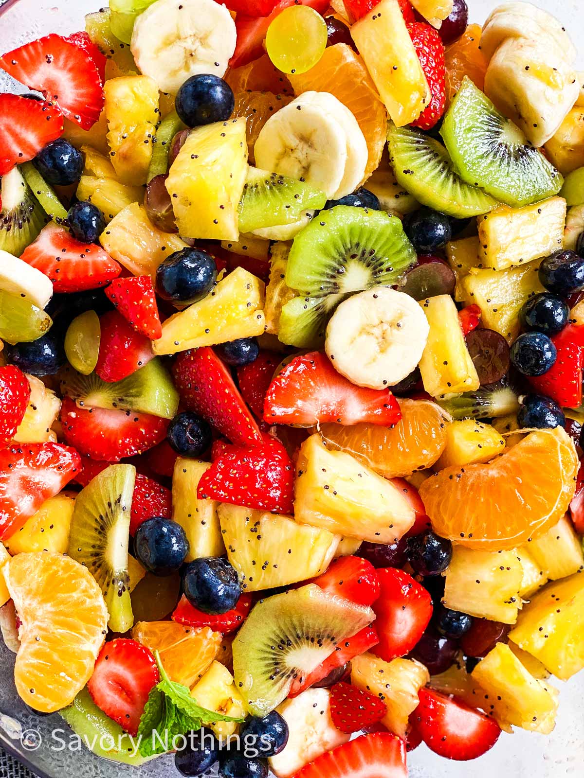 close up photo of classic fresh fruit salad