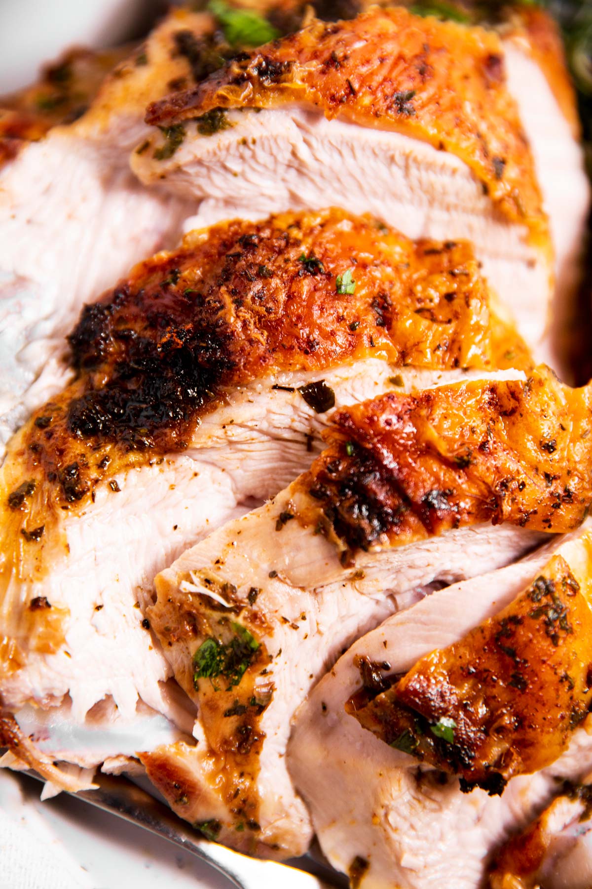 close up photo of sliced turkey breast