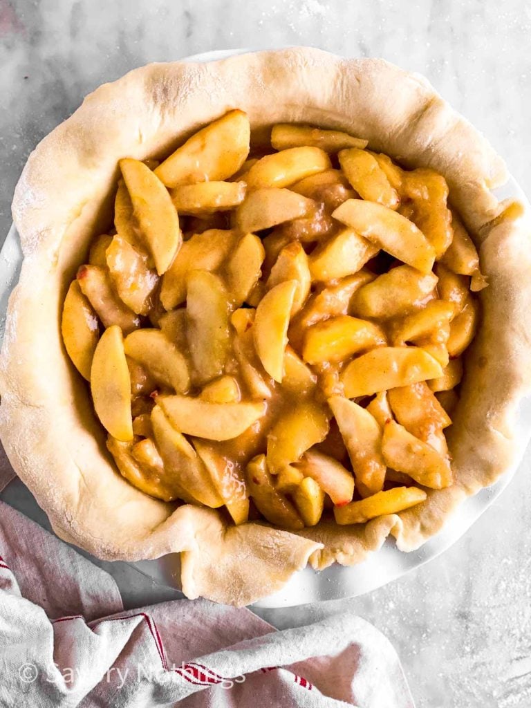 apple pie filling in bottom crust