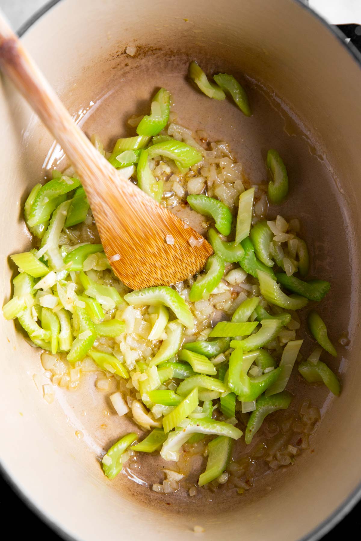 sautéed celery and onion in Dutch oven