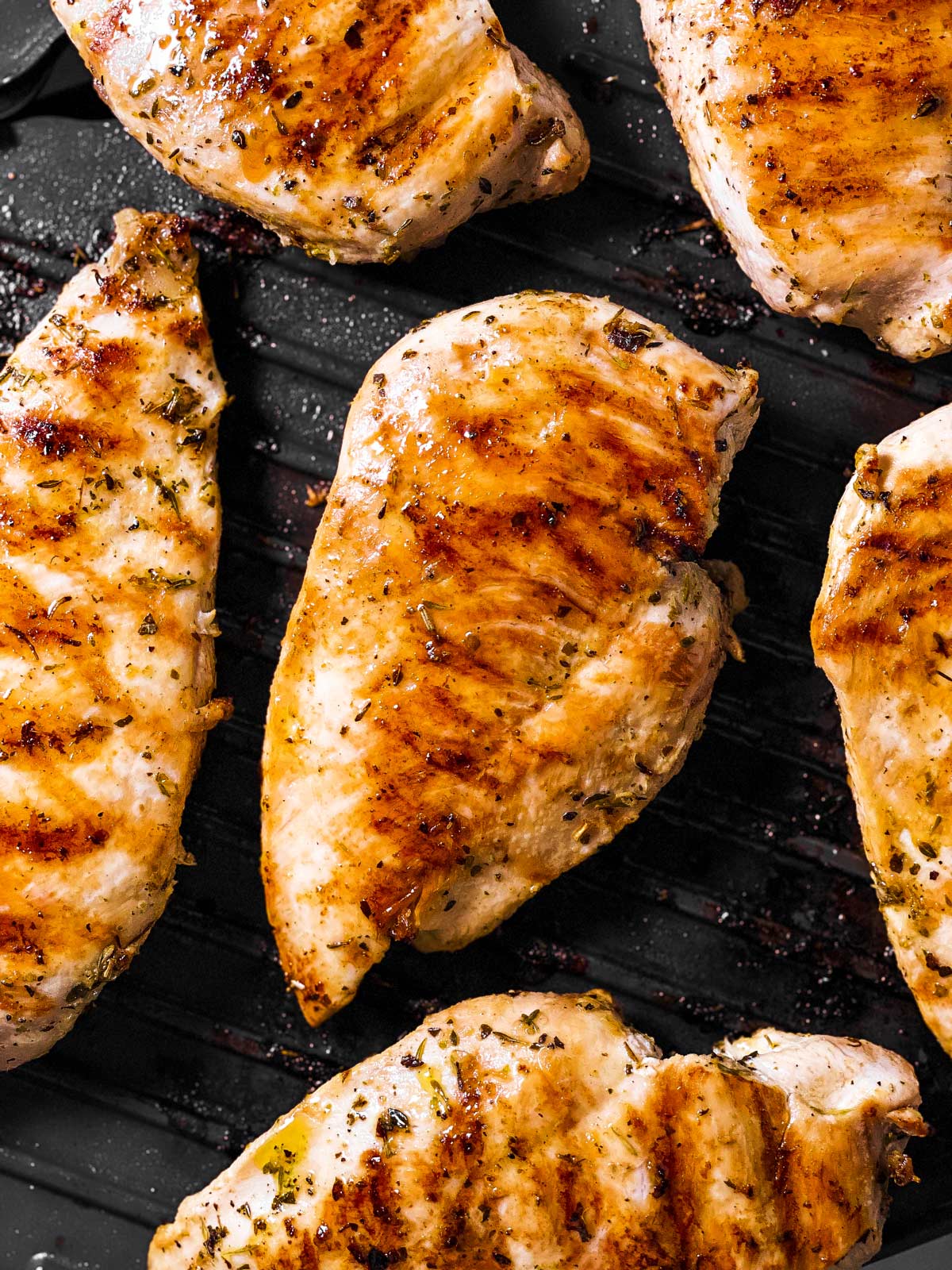 grilled chicken breast on griddle