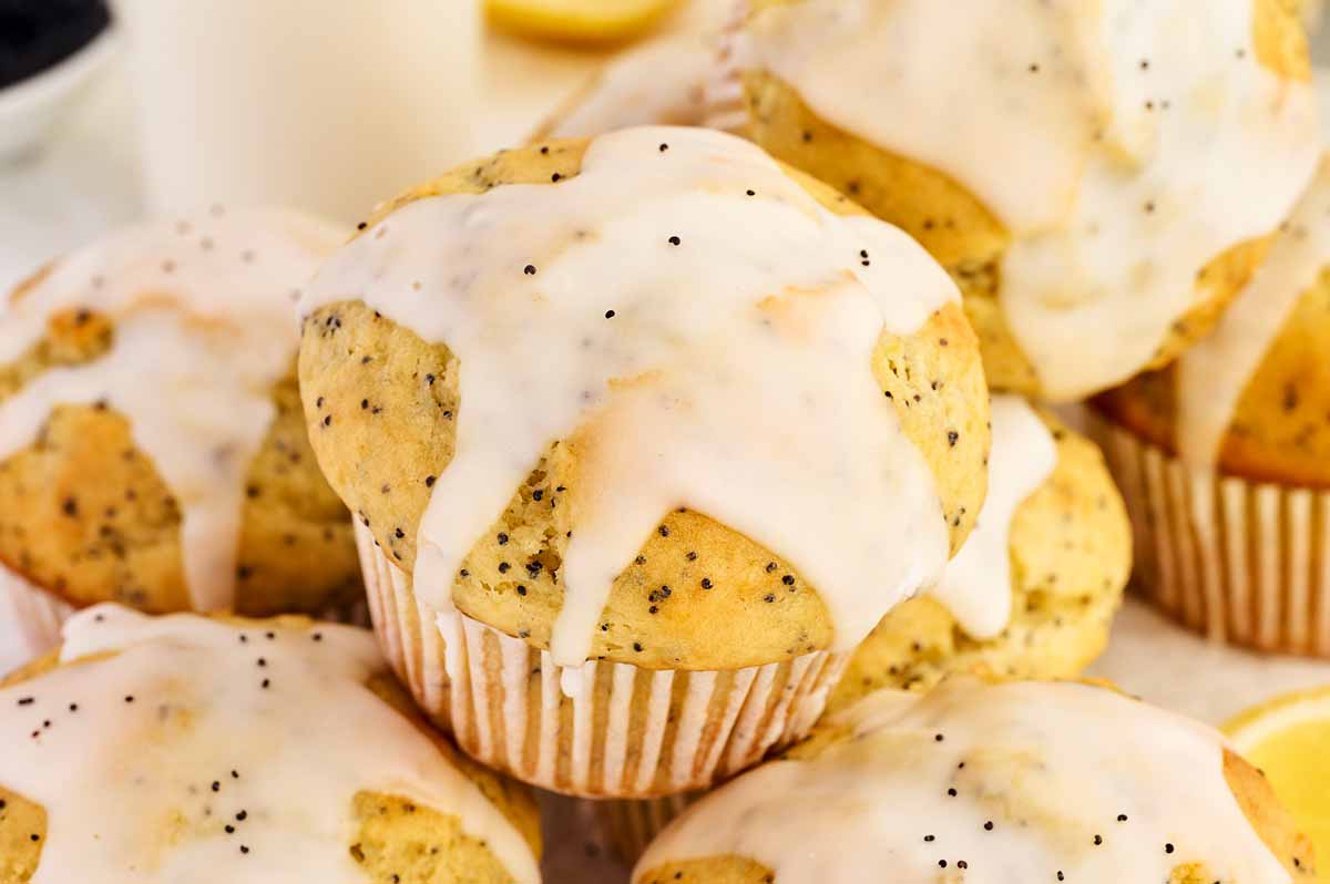 Stack of Lemon Poppy Seed Muffins
