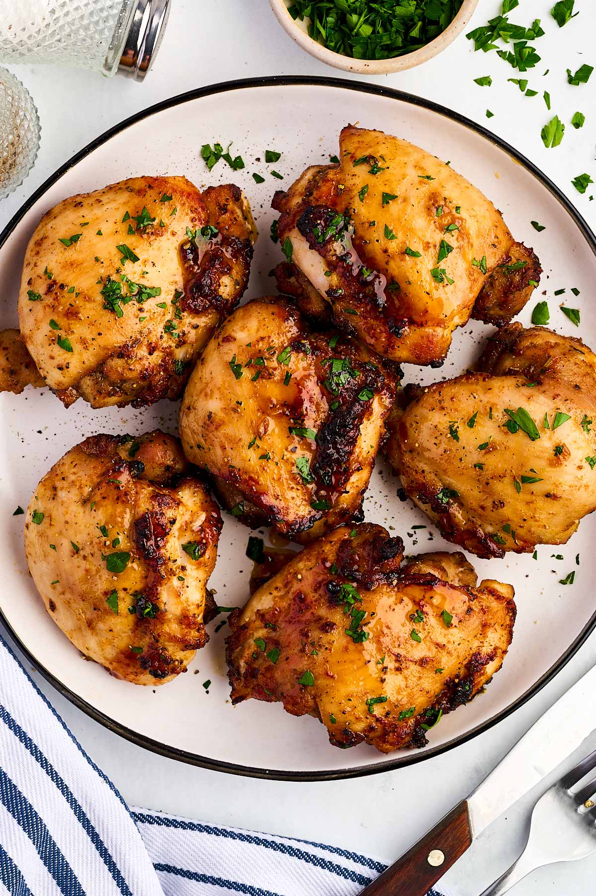 air fried chicken thighs on a plate