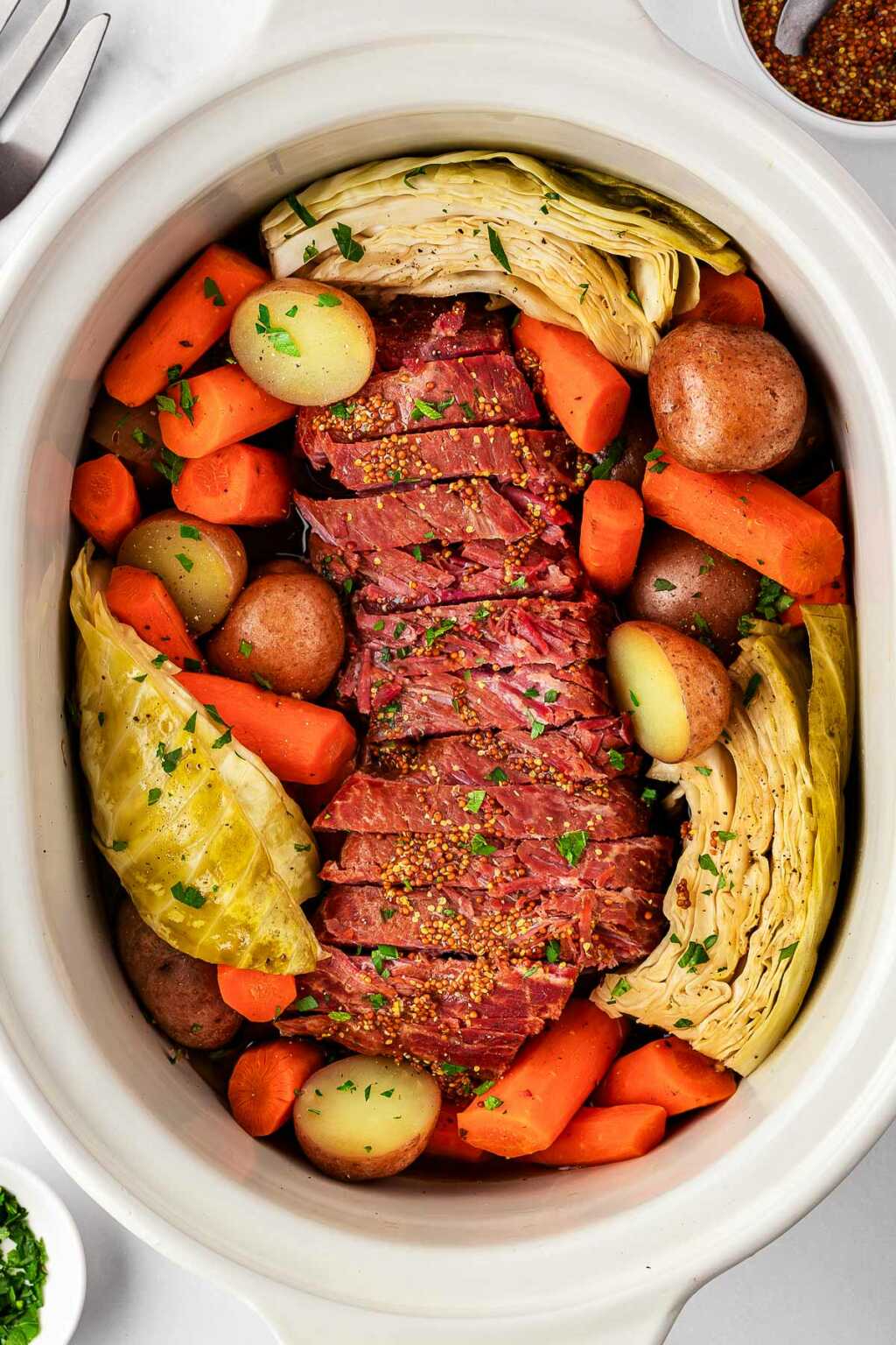 Slow Cooker Corned Beef and Cabbage Recipe - Savory Nothings