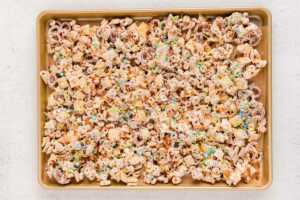 bunny bait mix setting on sheet pan