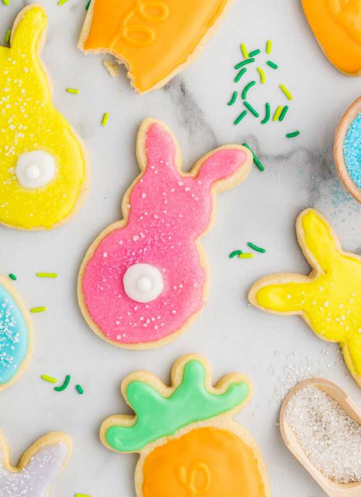 overhead view of Easter sugar cookies