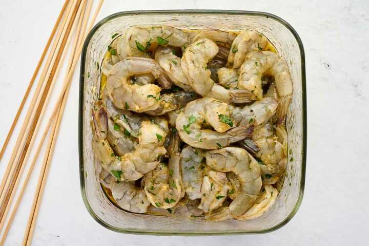 shrimp being marinated