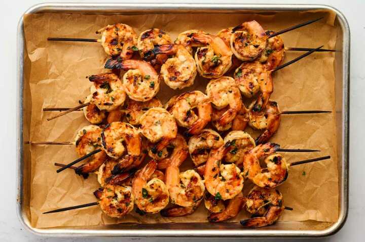 shrimp skewers ready to be served